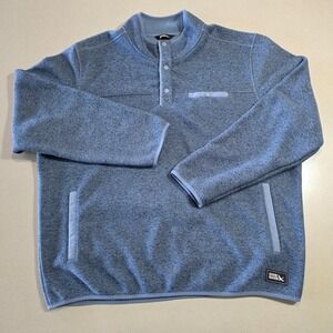 Eddie Bauer Mens XXL Blue Heather Sweater Fleece Quarter Snap‎ Pullover B-0031